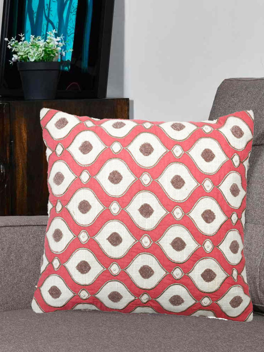 

Athome by Nilkamal Pink Embroidered Cushion Cover