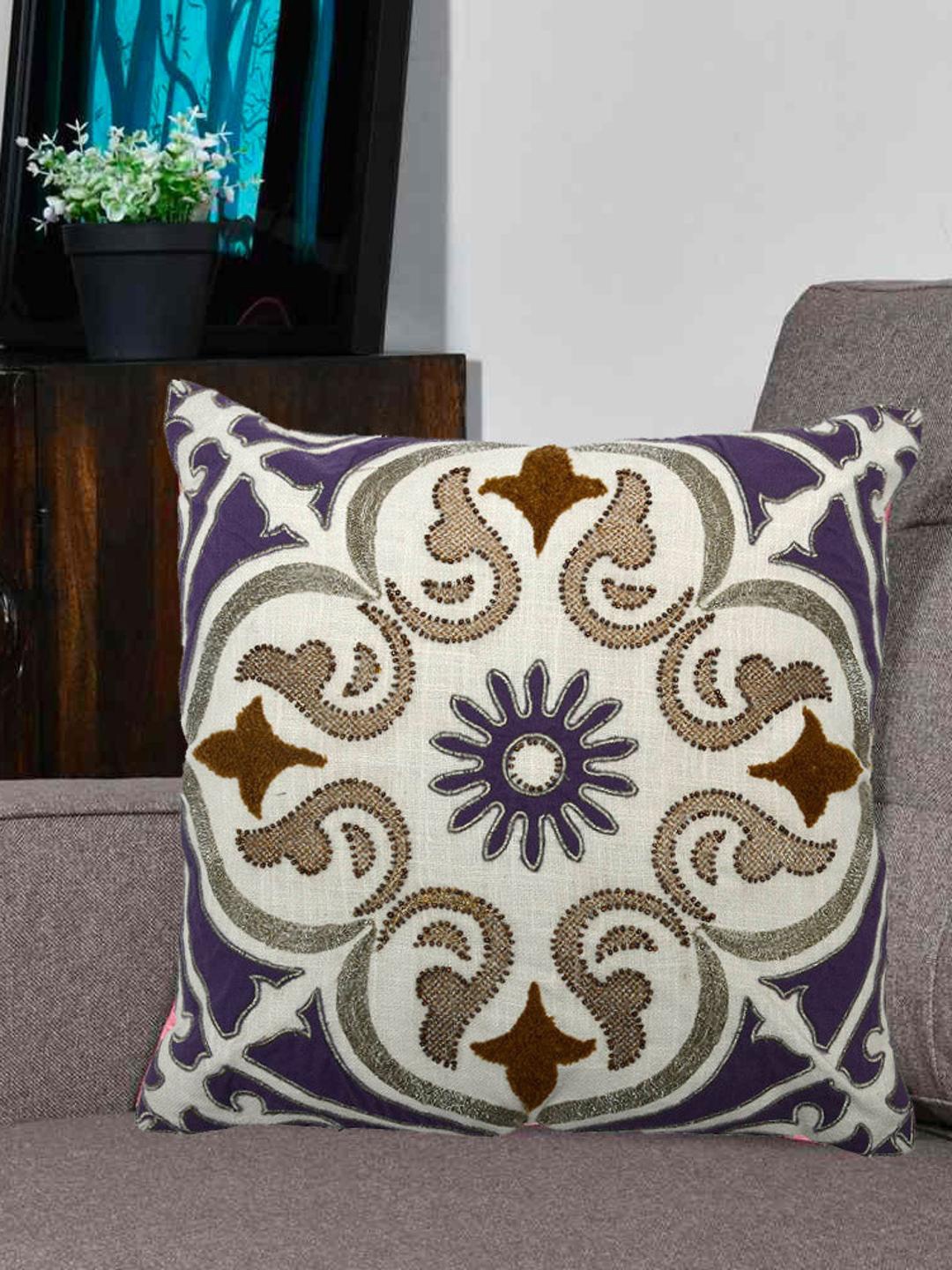

Athome by Nilkamal Off White Embroidered Cushion Covers
