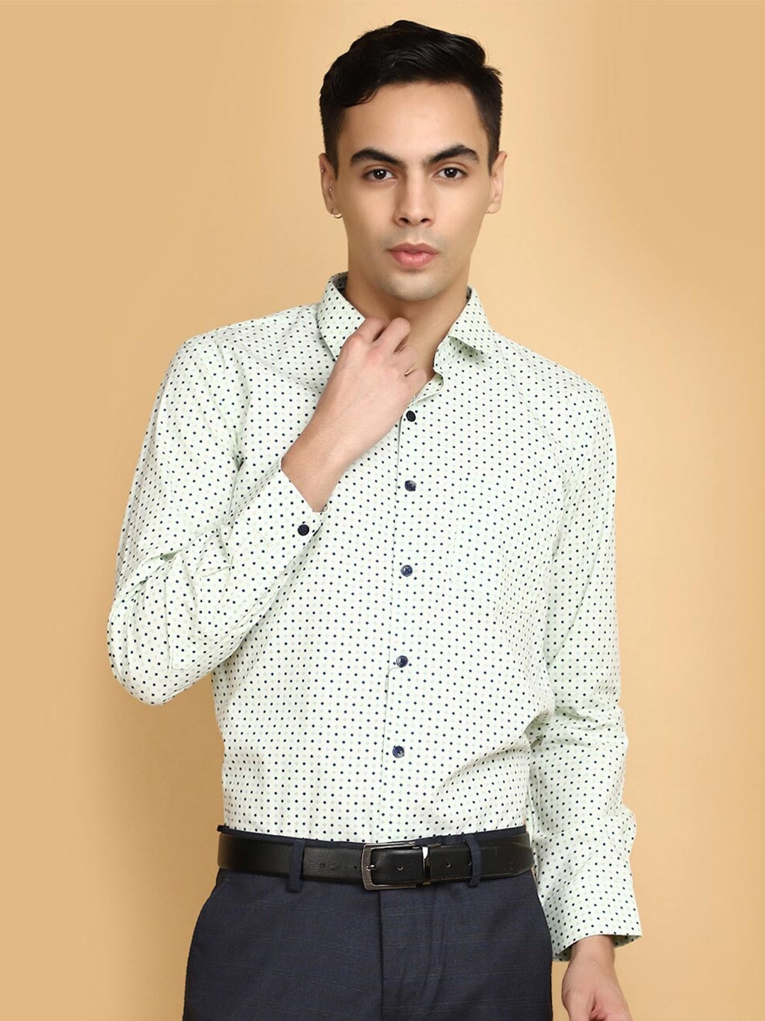 

J White by Vmart Polka Dots Printed Spread Collar Formal Shirt