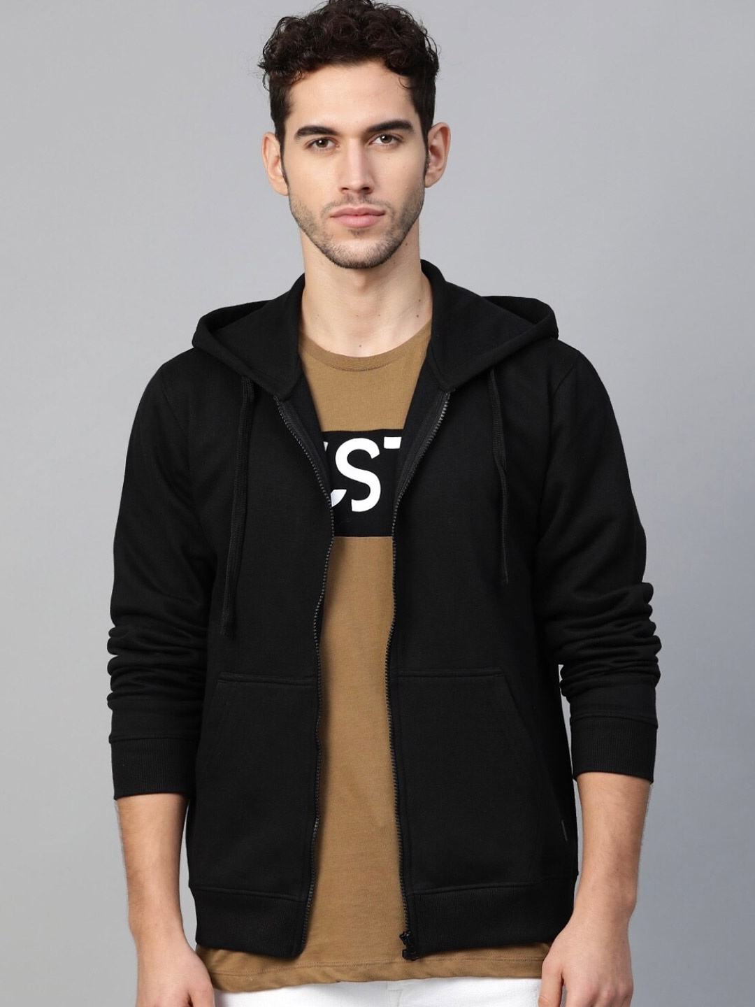 

The Roadster Lifestyle Co. Hooded Front Open Sweatshirt, Black