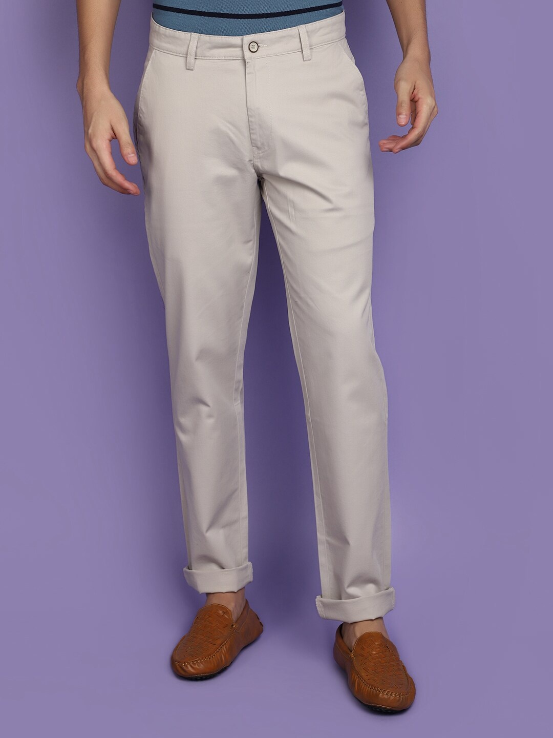 

V-Mart Men Slim Fit Cotton Trousers, White