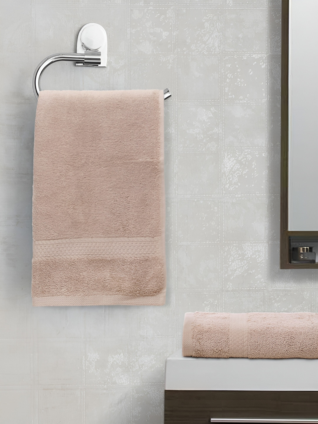

SPACES Beige 2 Pieces 450 GSM Pure Cotton Hand Towels