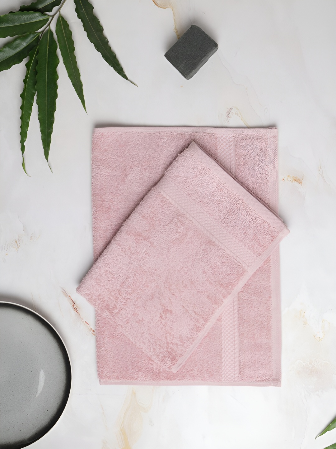 

SPACES Peach 2 Pcs Pure Cotton 450 GSM Hand Towels