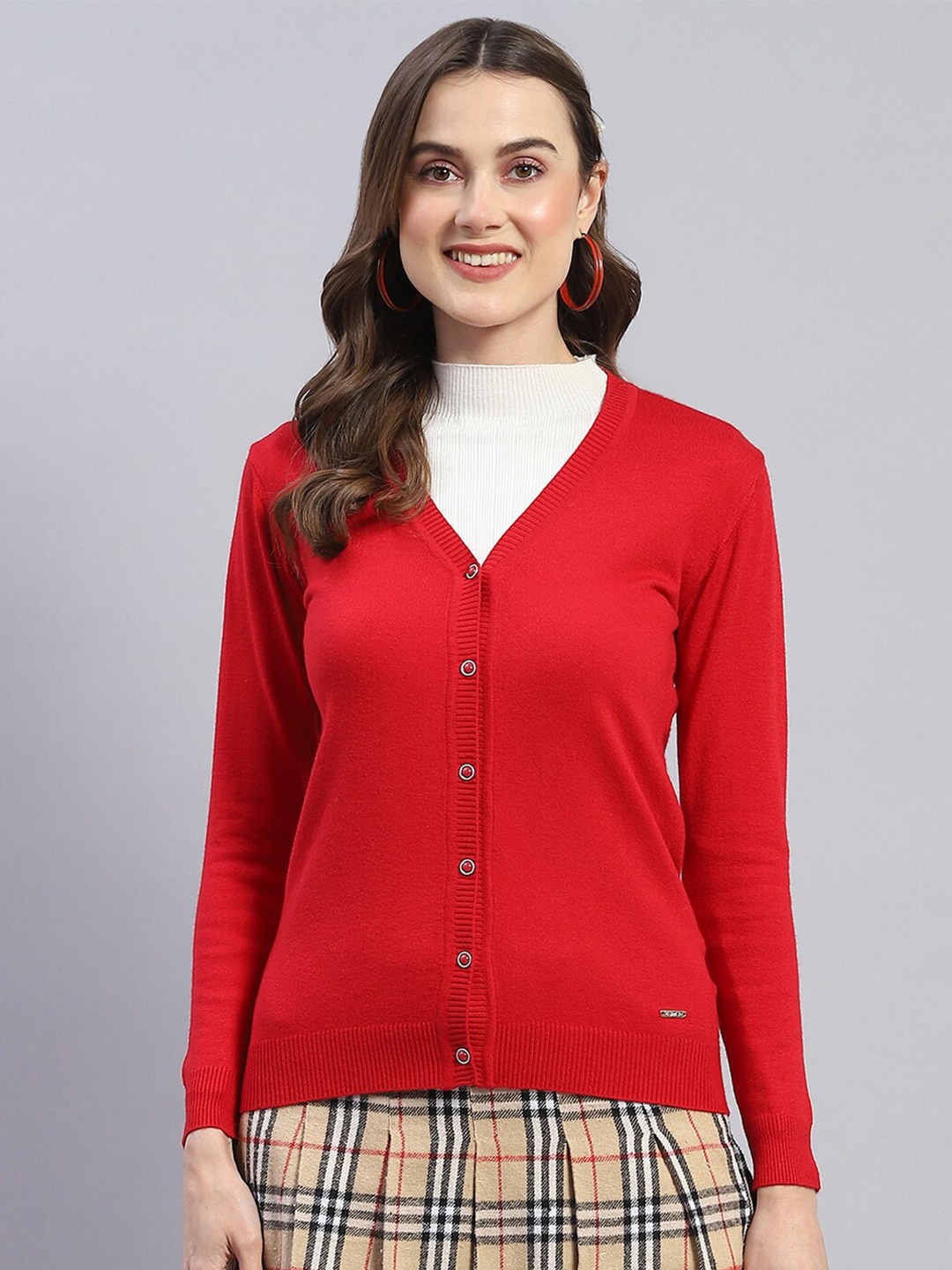 

Monte Carlo V-Neck Woollen Cardigan, Red