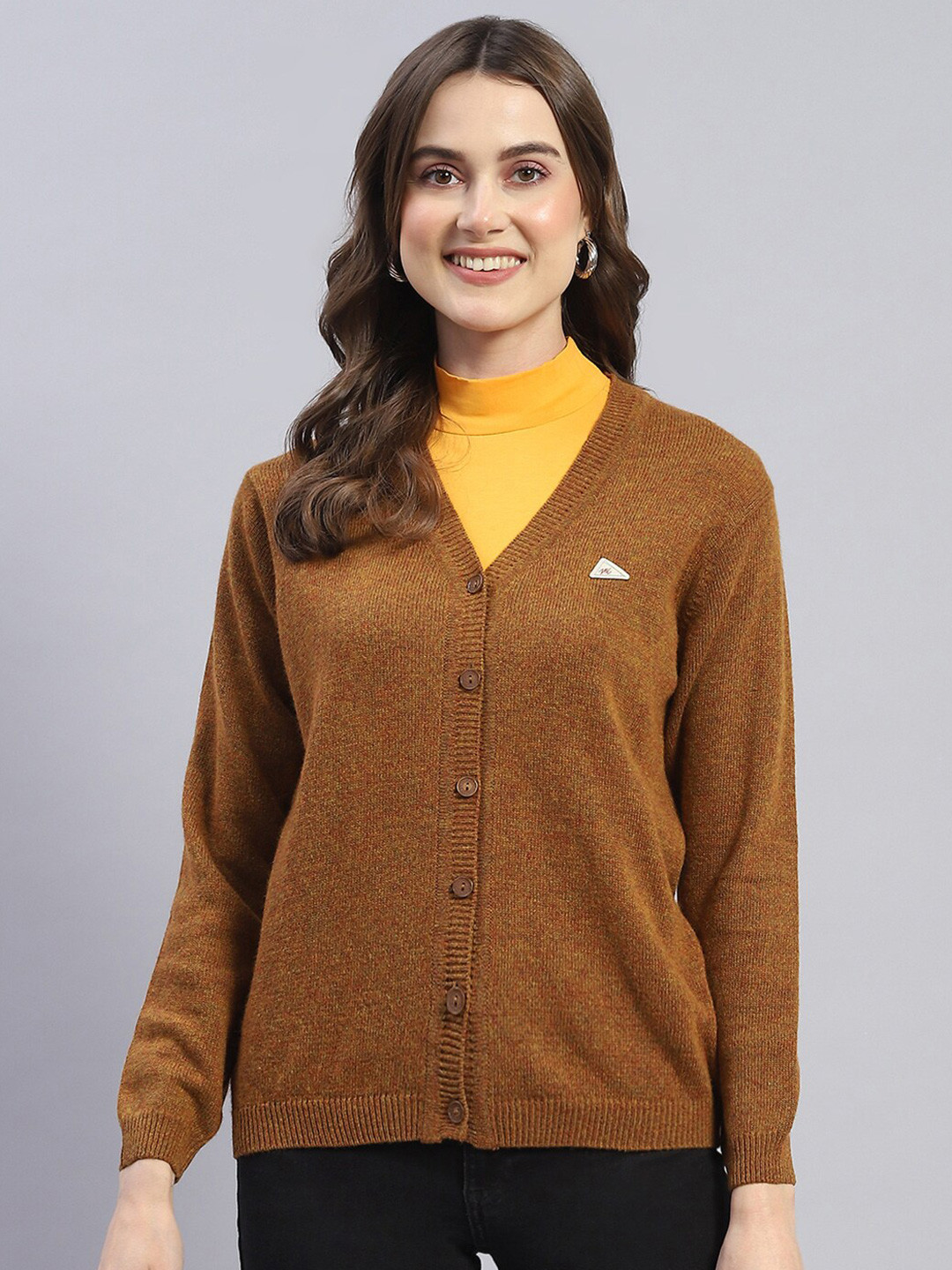 

Monte Carlo V-Neck Woollen Cardigan, Brown