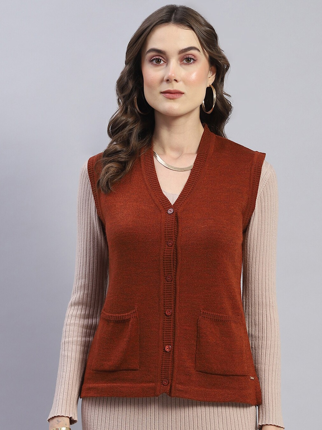 

Monte Carlo Women Rust Woollen Cardigan