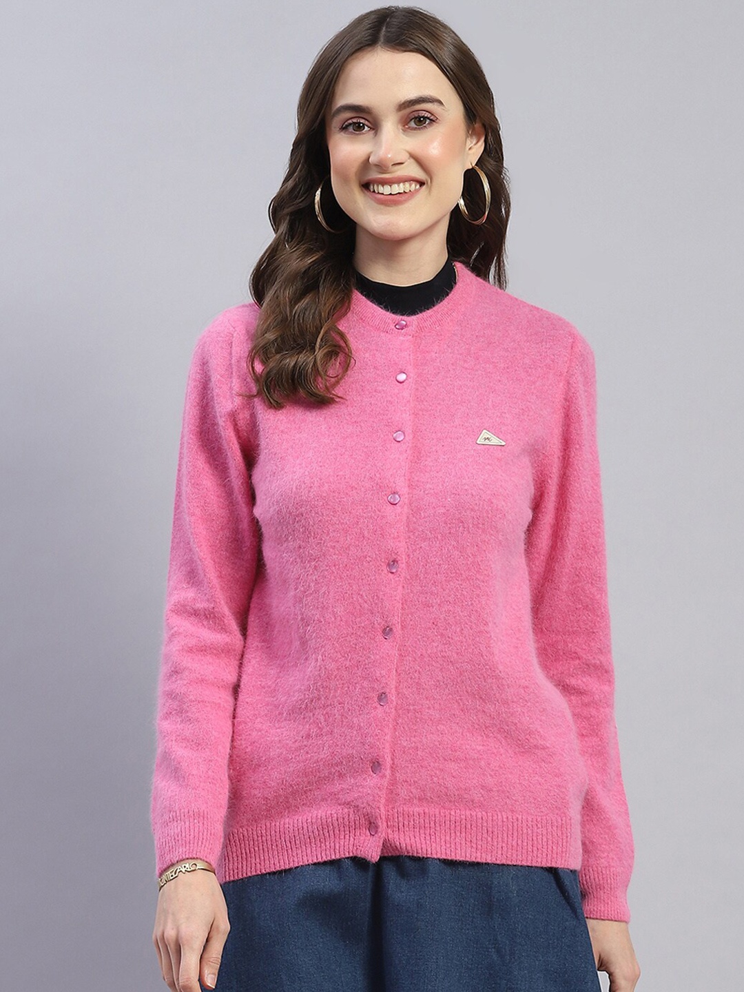 

Monte Carlo Fuzzy Woollen Cardigan, Pink