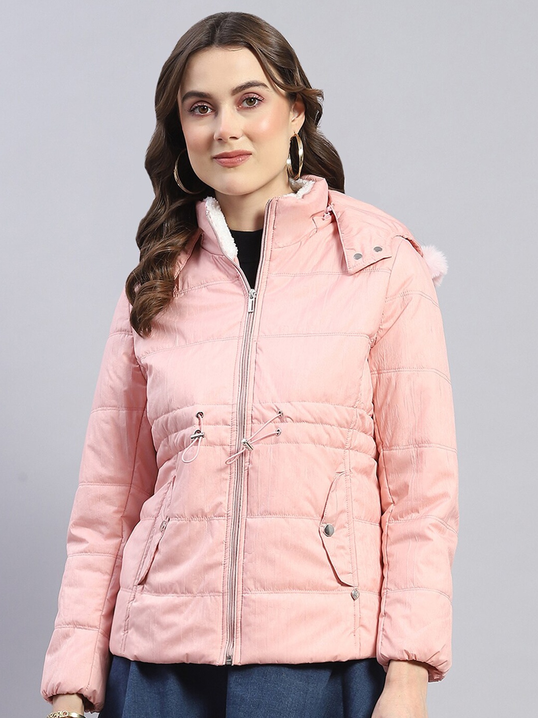 

Monte Carlo Lightweight Hooded Faux Fur Trim Padded Jacket, Pink