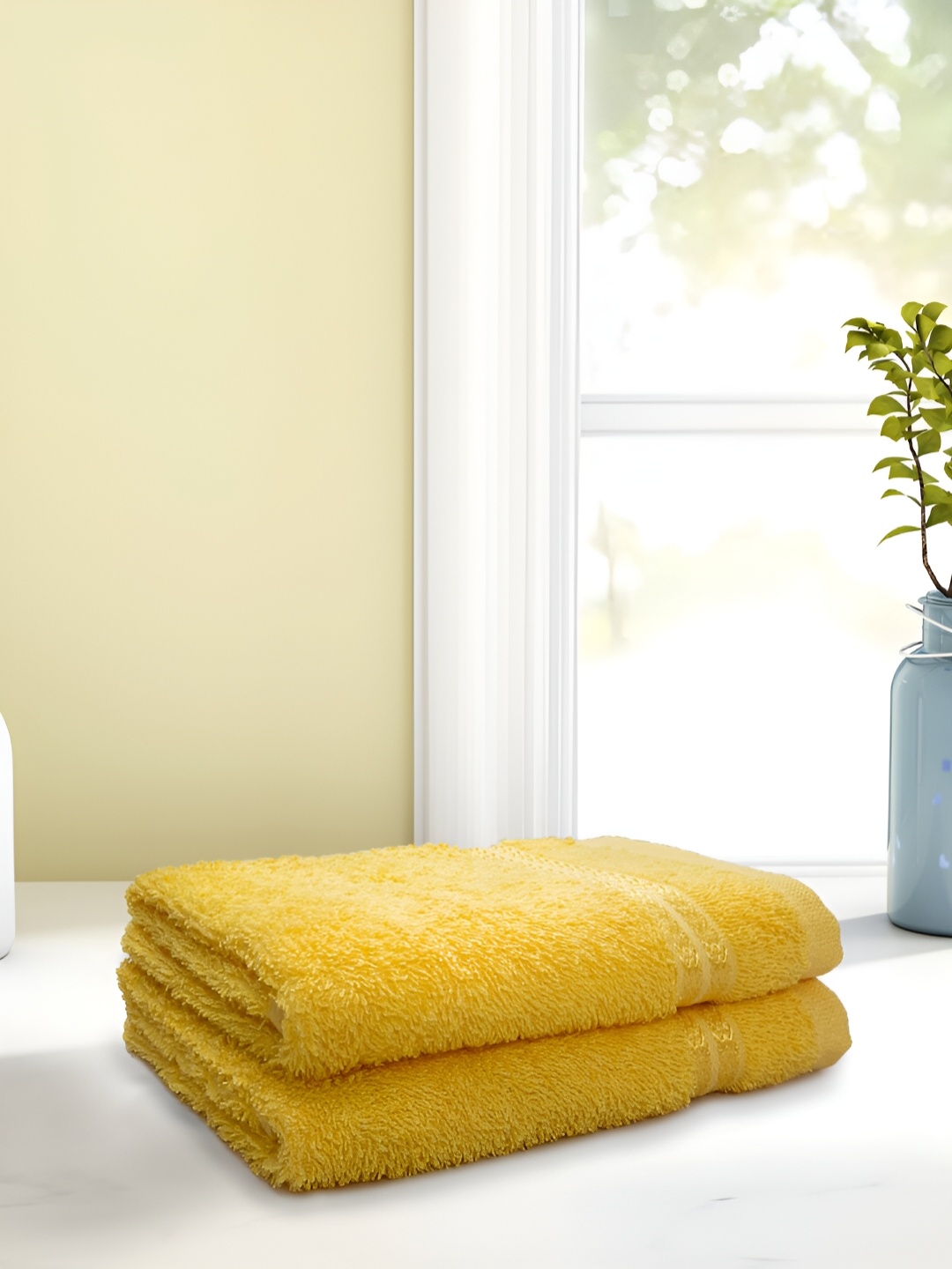 

Welspun Yellow 2 Pieces Anti Bacterial 380 GSM Pure Cotton Hand Towels