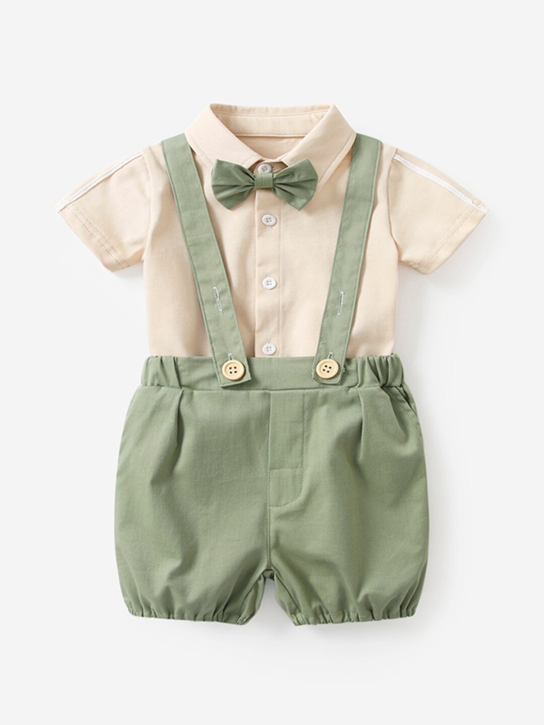 

StyleCast Girls Green Shirt Collar Pure Cotton Dungaree With Shirt