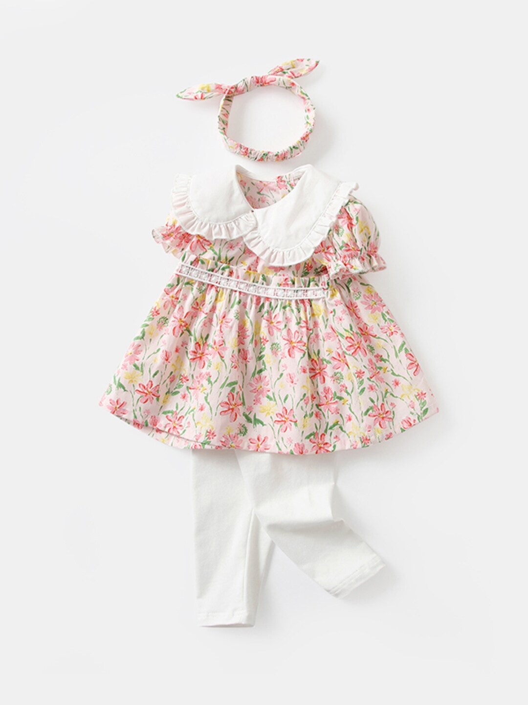 

StyleCast Girls Pink Floral Printed Peter Pan Collar Top with Trousers