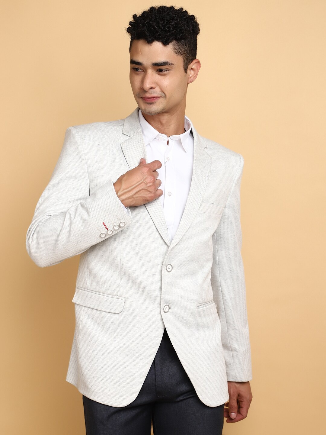 

V-Mart Self Design Single-Breasted Casual Blazer, Grey