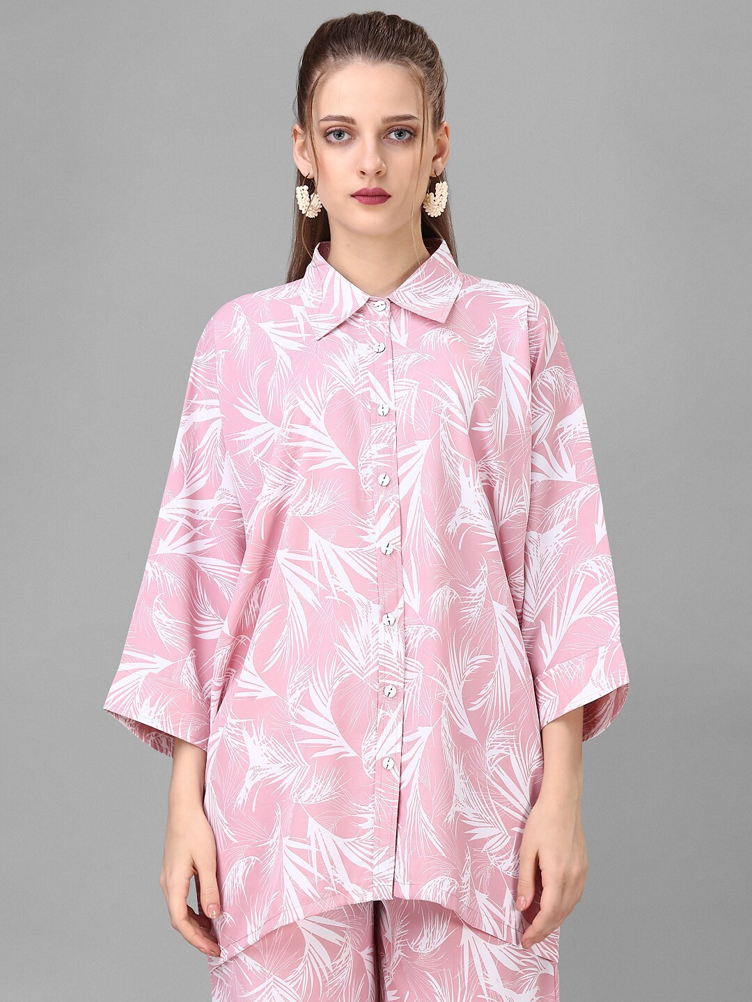 

HOUSE OF MIRA Printed Shirt With Trousers, Pink