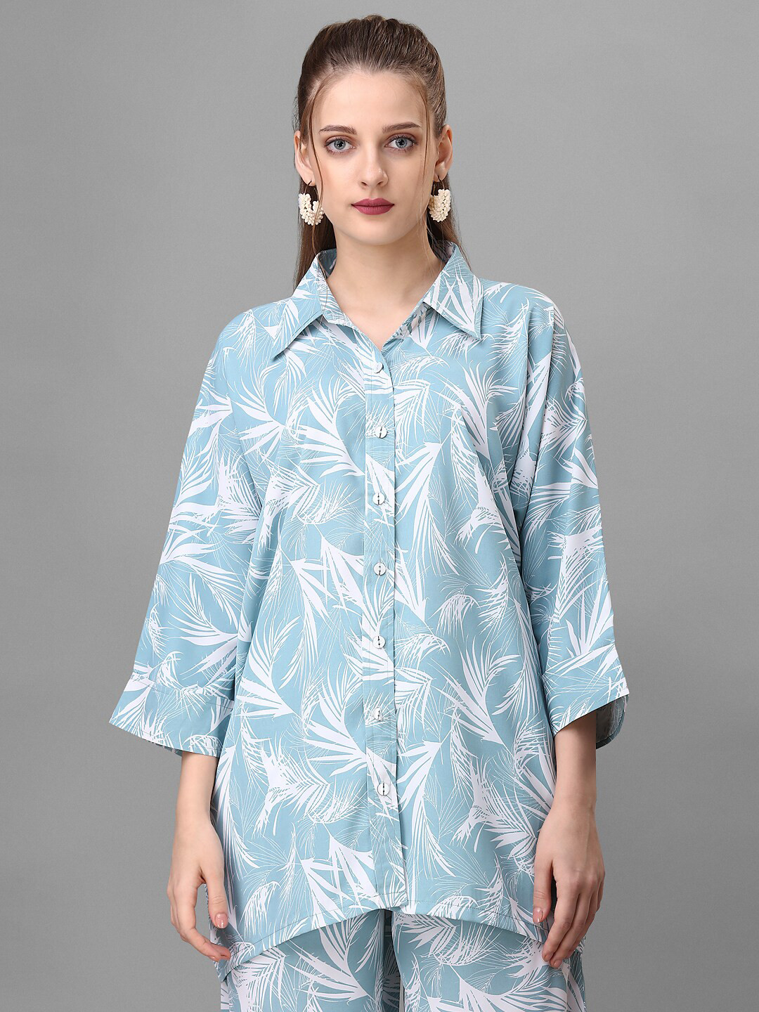 

HOUSE OF MIRA Printed Shirt With Trousers, Blue