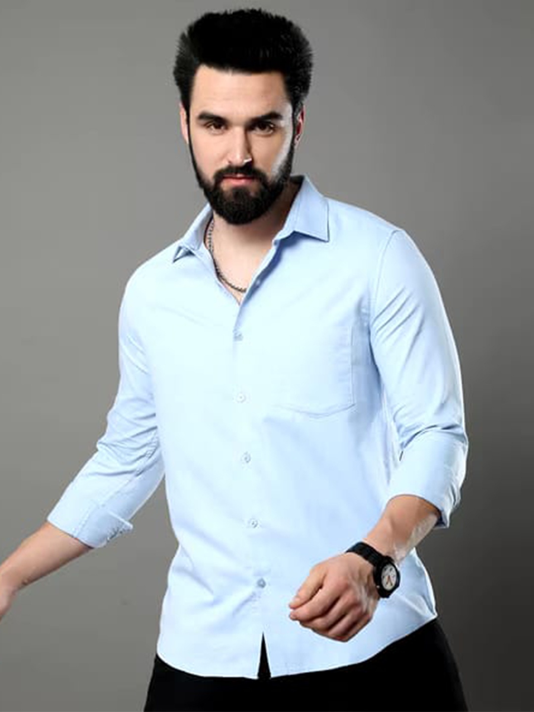 

Jb Just BLACK Cotton Slim Fit Opaque Casual Shirt, Blue