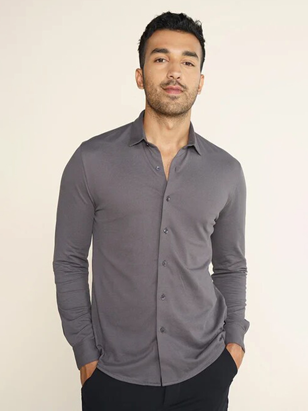 

Jb Just BLACK Cotton Slim Fit Opaque Casual Shirt, Grey