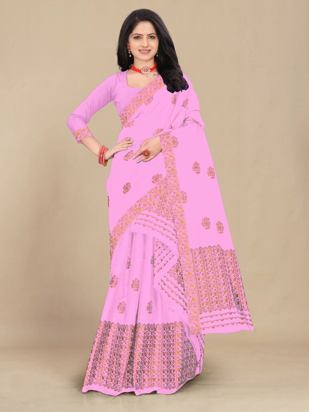 

KAMDAR Assamese Mekhela Chador Woven Design Saree, Lavender