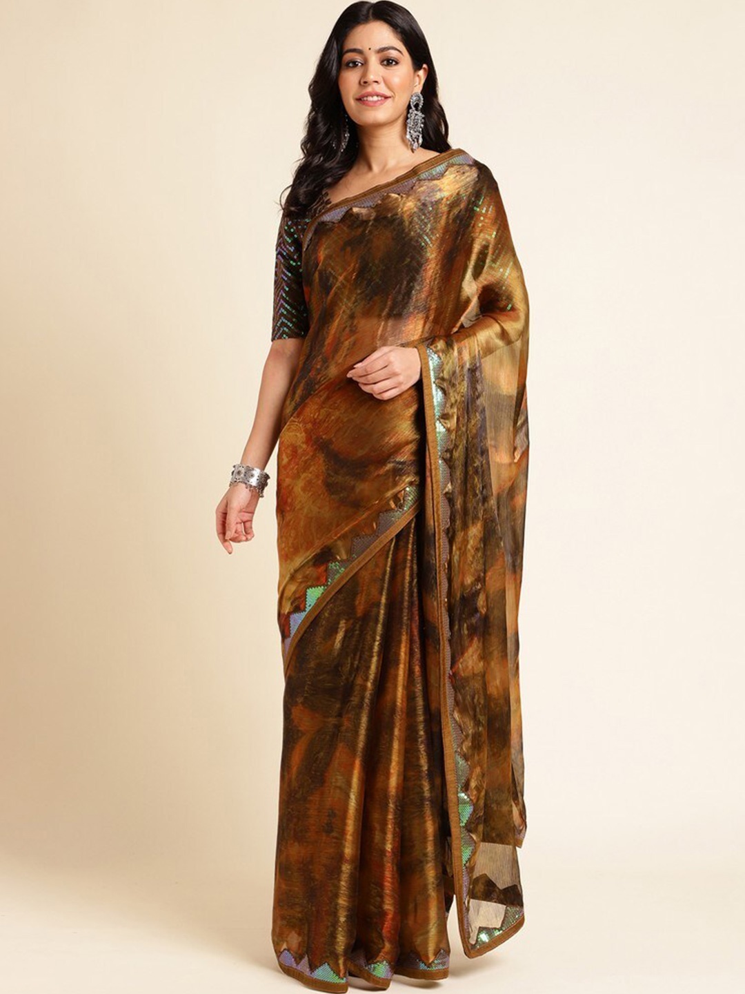 

Mitera Abstract Dyed Organza Saree, Mustard