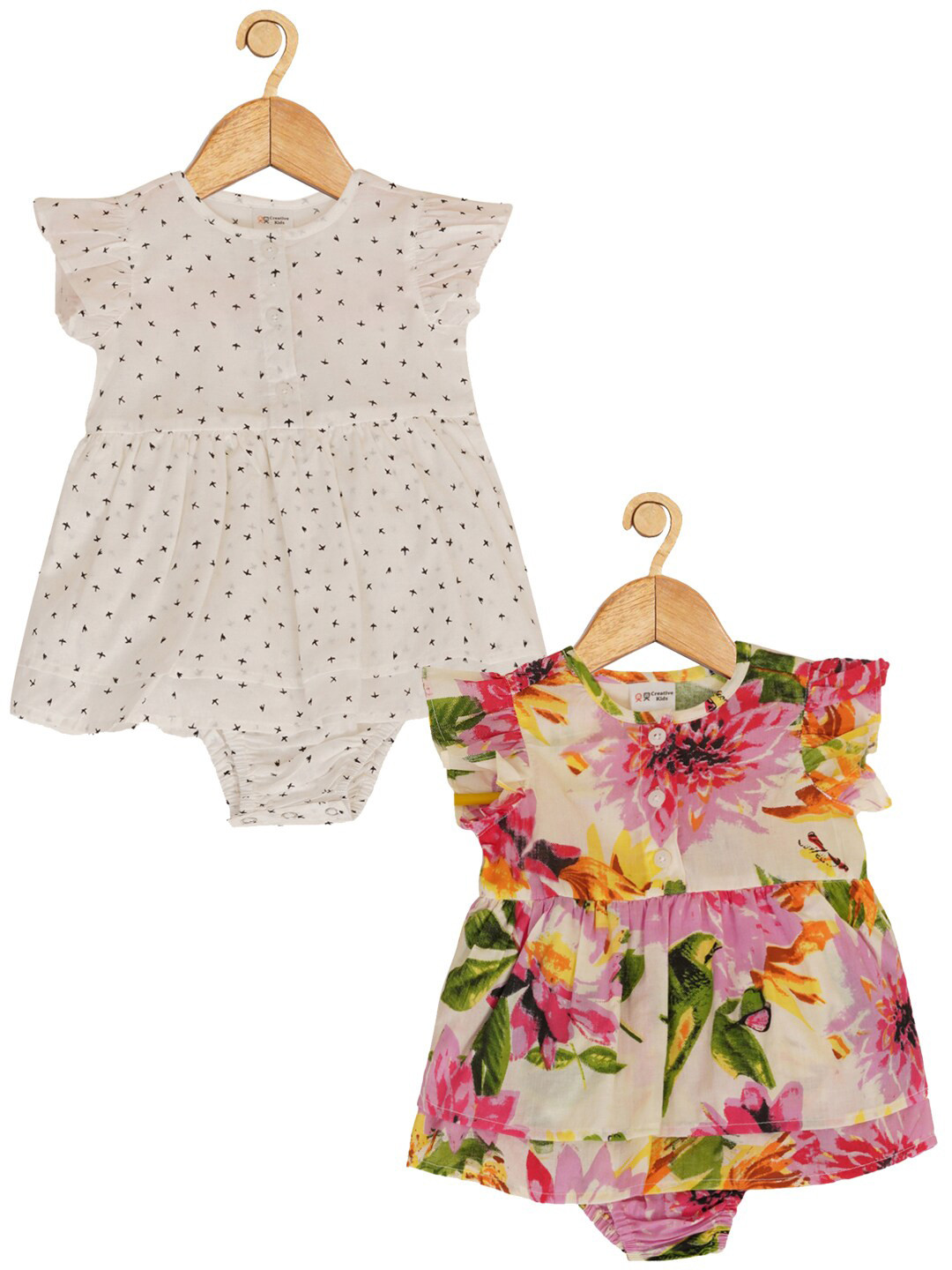 

Creative Kids Infant Girls 2-Pcs Printed Cotton Dress, Pink