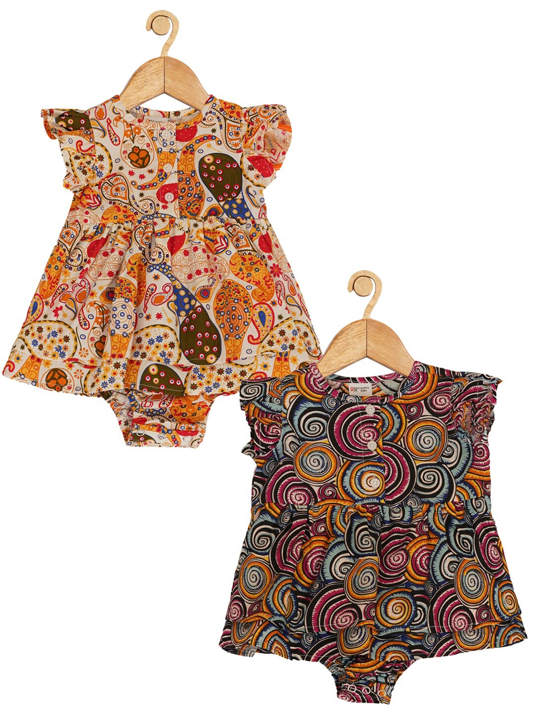 

Creative Kids Infant Girls Pack Of 2 Floral Printed Cotton Bodysuit, Red