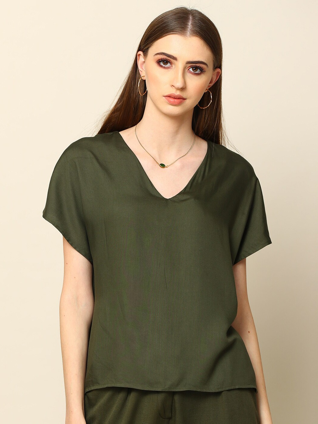 

Saltpetre V-Neck Modal Top With Trouser, Olive