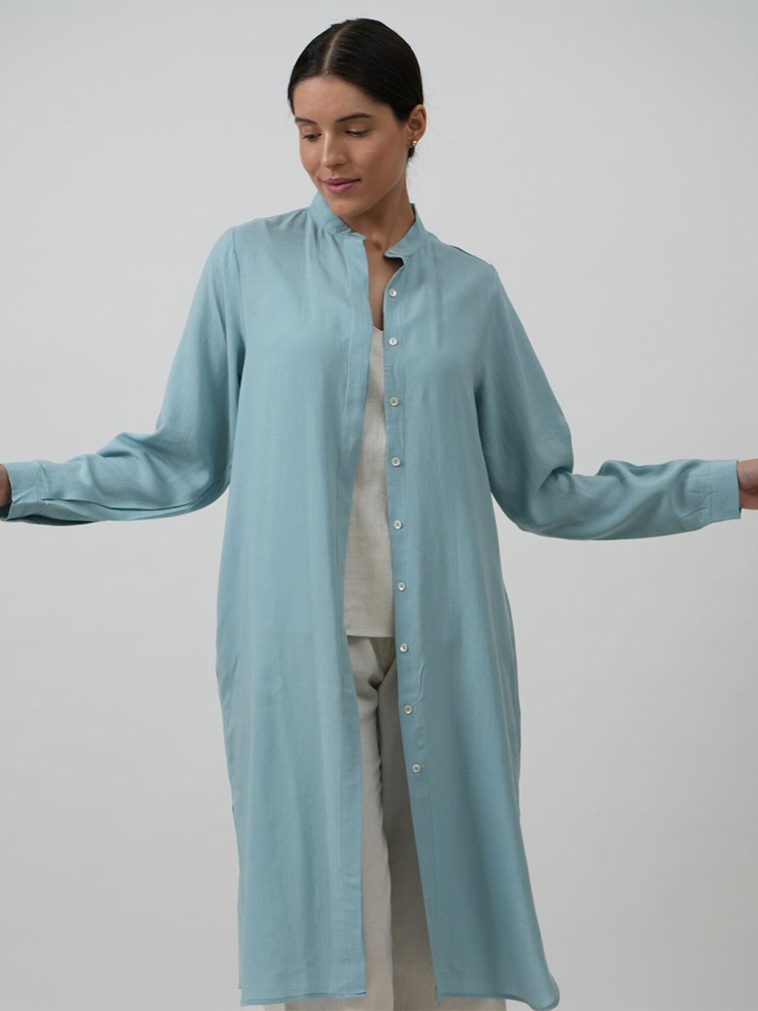 

Saltpetre A-Line Dress With Overlay Shirt, Blue