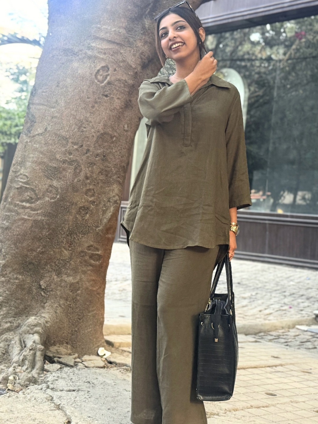 

Saltpetre Shirt Collar Long Sleeves Tunic & Trousers, Olive