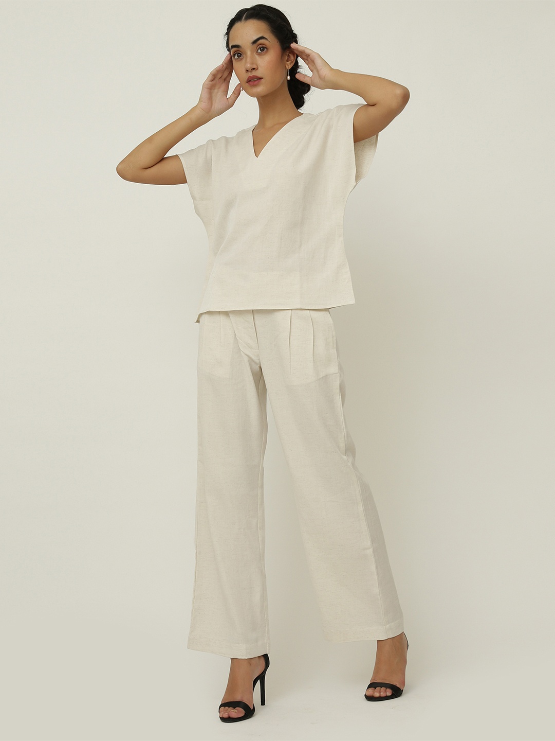 

Saltpetre Pure Cotton Top With Trouser, Cream