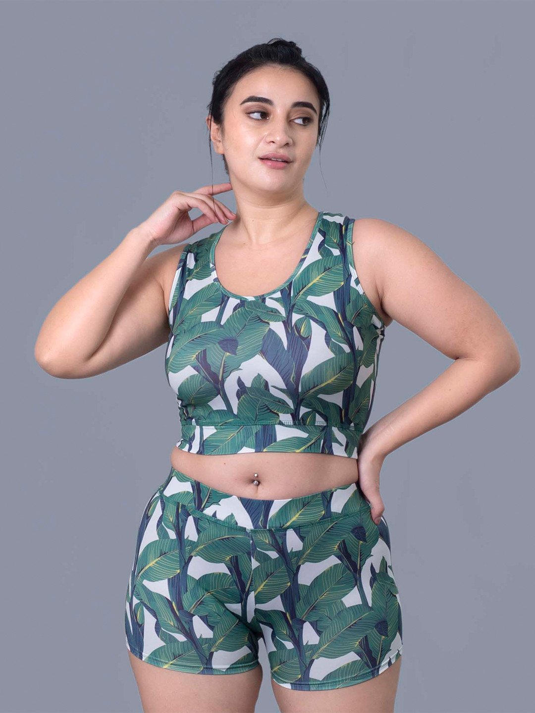 

Keepfit Tropical Printed Swim Set, Green