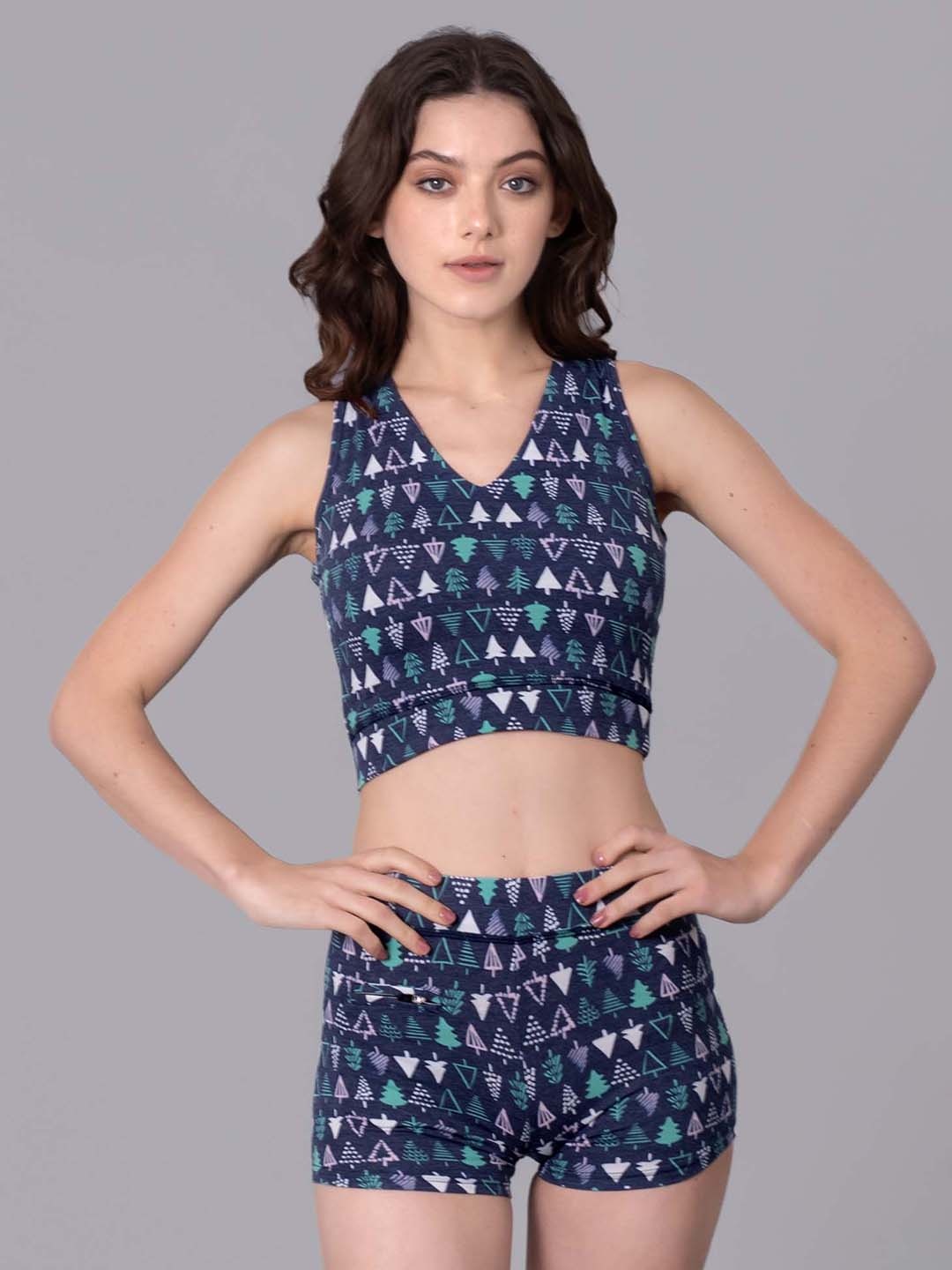 

Keepfit Conversational Printed Medium Coverage Swim Set, Blue