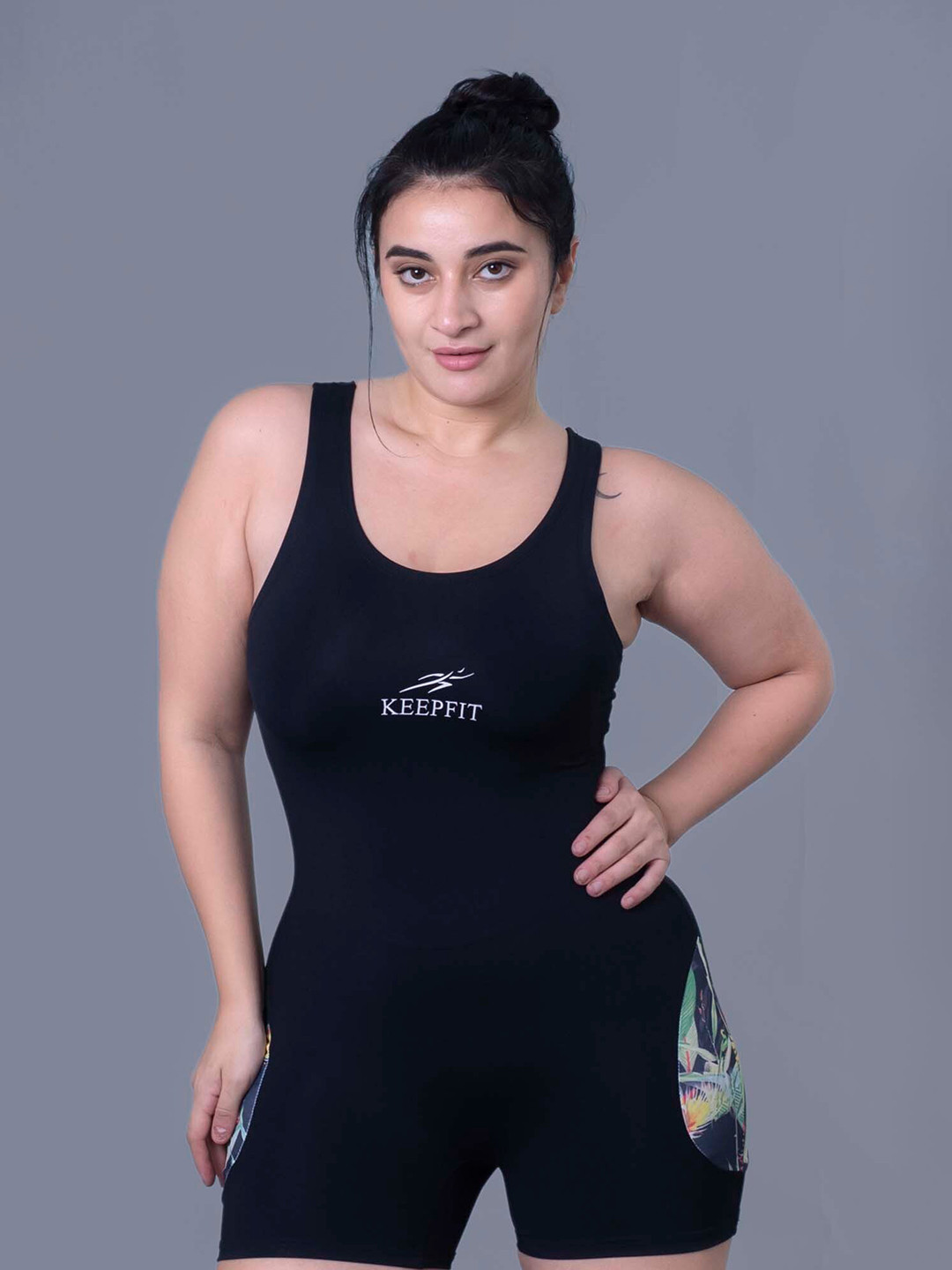 

Keepfit Printed Full Coverage Splice Legsuit, Black