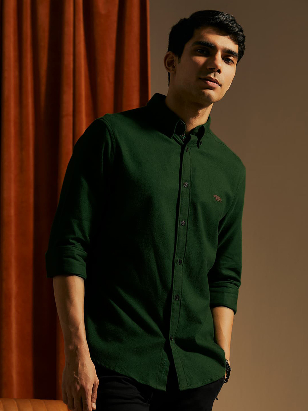

Andamen Premium Button-Down Collar Cotton Casual Shirt, Green