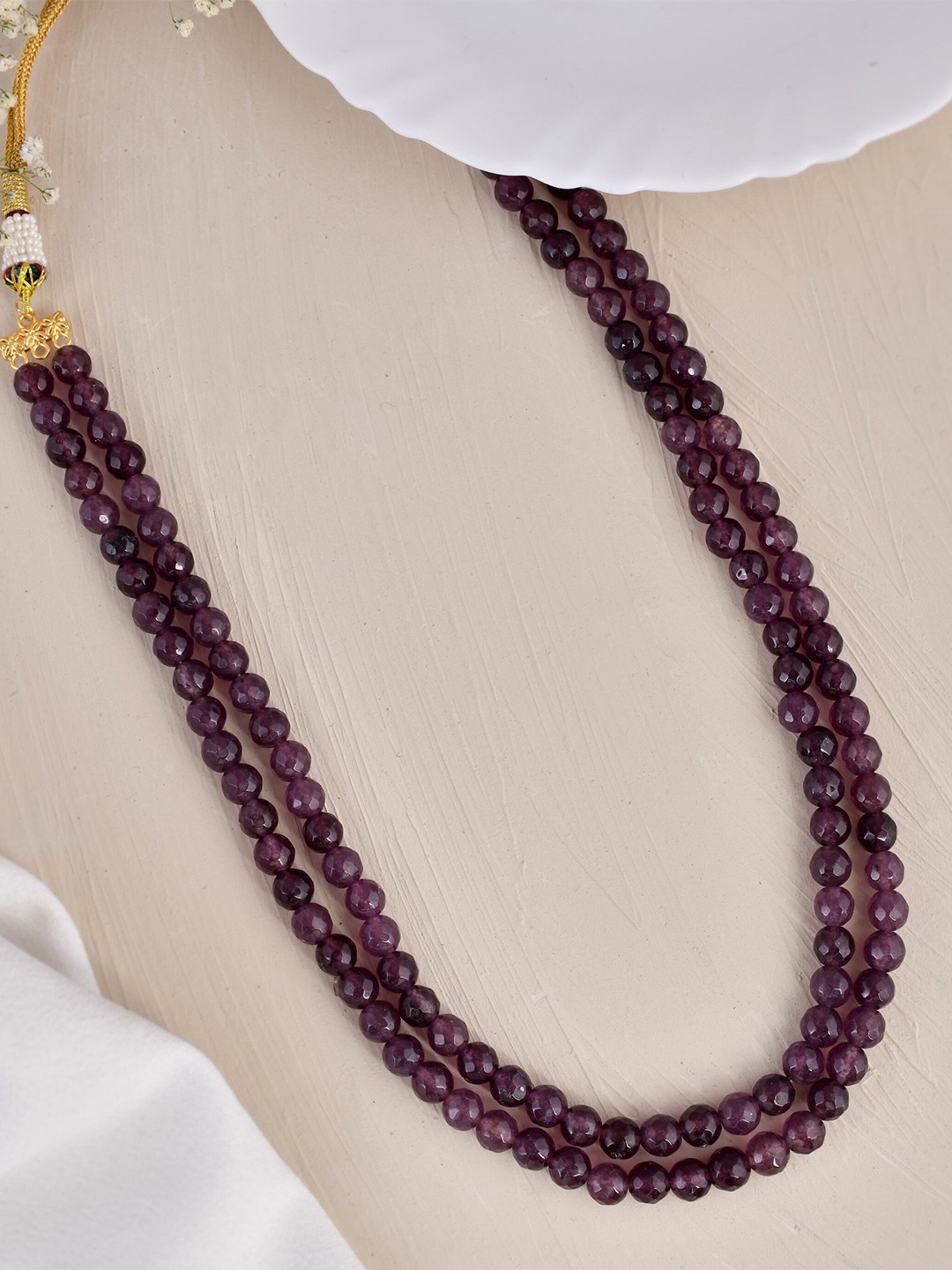 

Silvermerc Designs Stones Beaded Layered Necklace, Purple