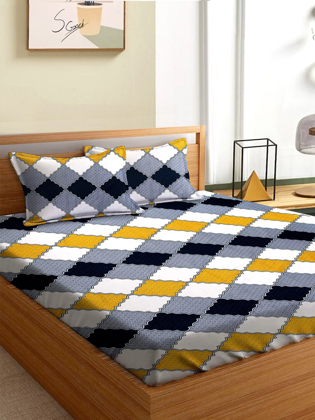 

Aura Purple & Orange Striped 180 TC Queen Bedsheet with 2 Pillow Covers