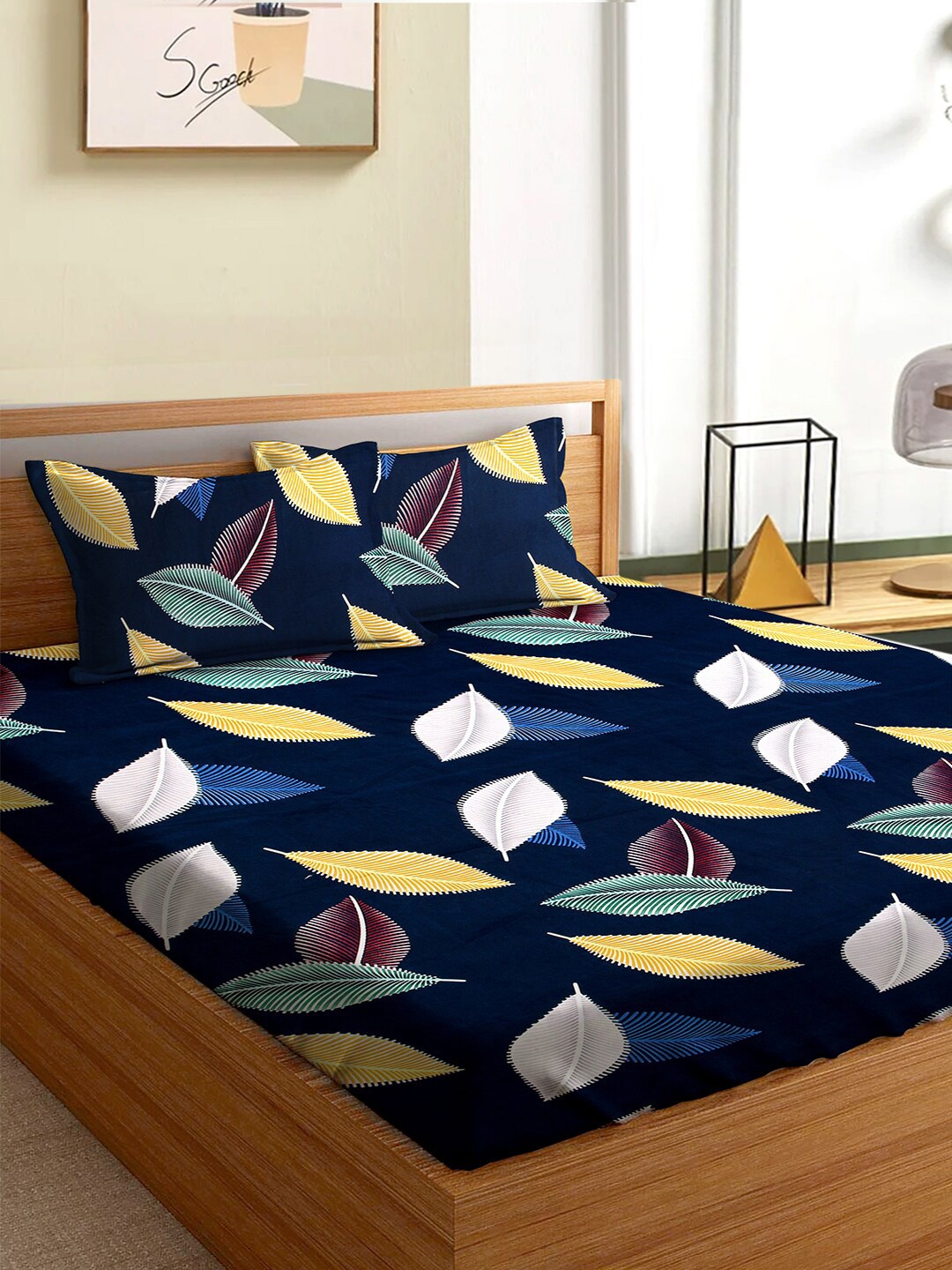 

Aura Blue and White 180 TC Queen Bedsheet with 2 Pillow Covers
