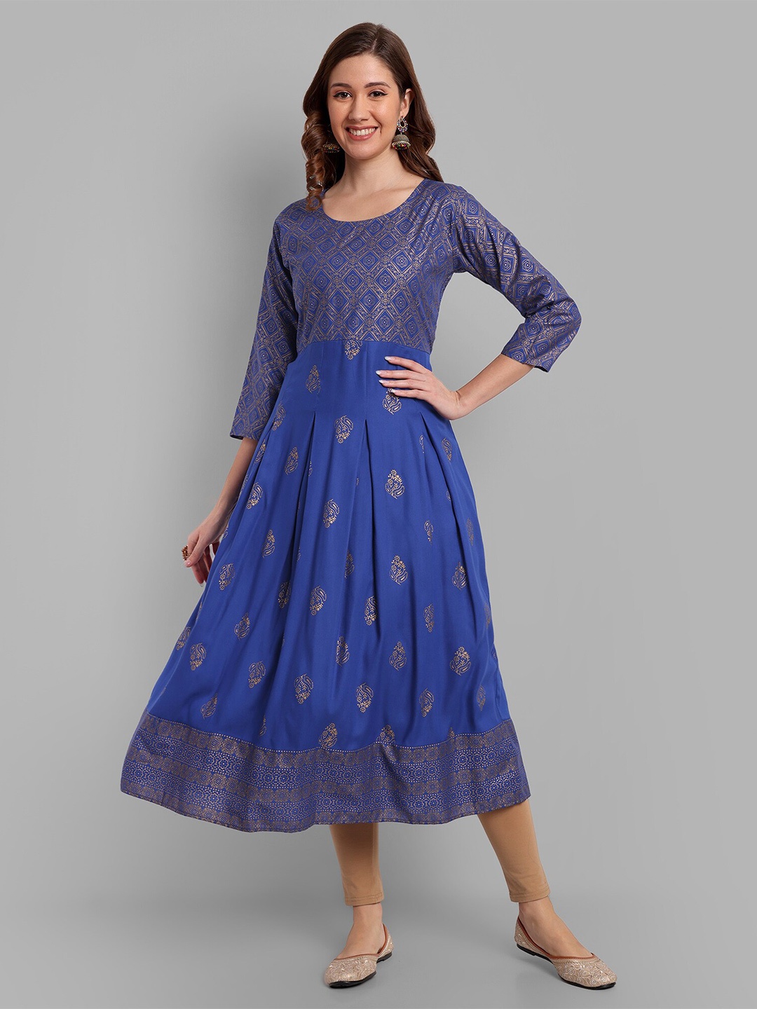 

BRASK INDIA Printed Anarkali Kurta, Blue