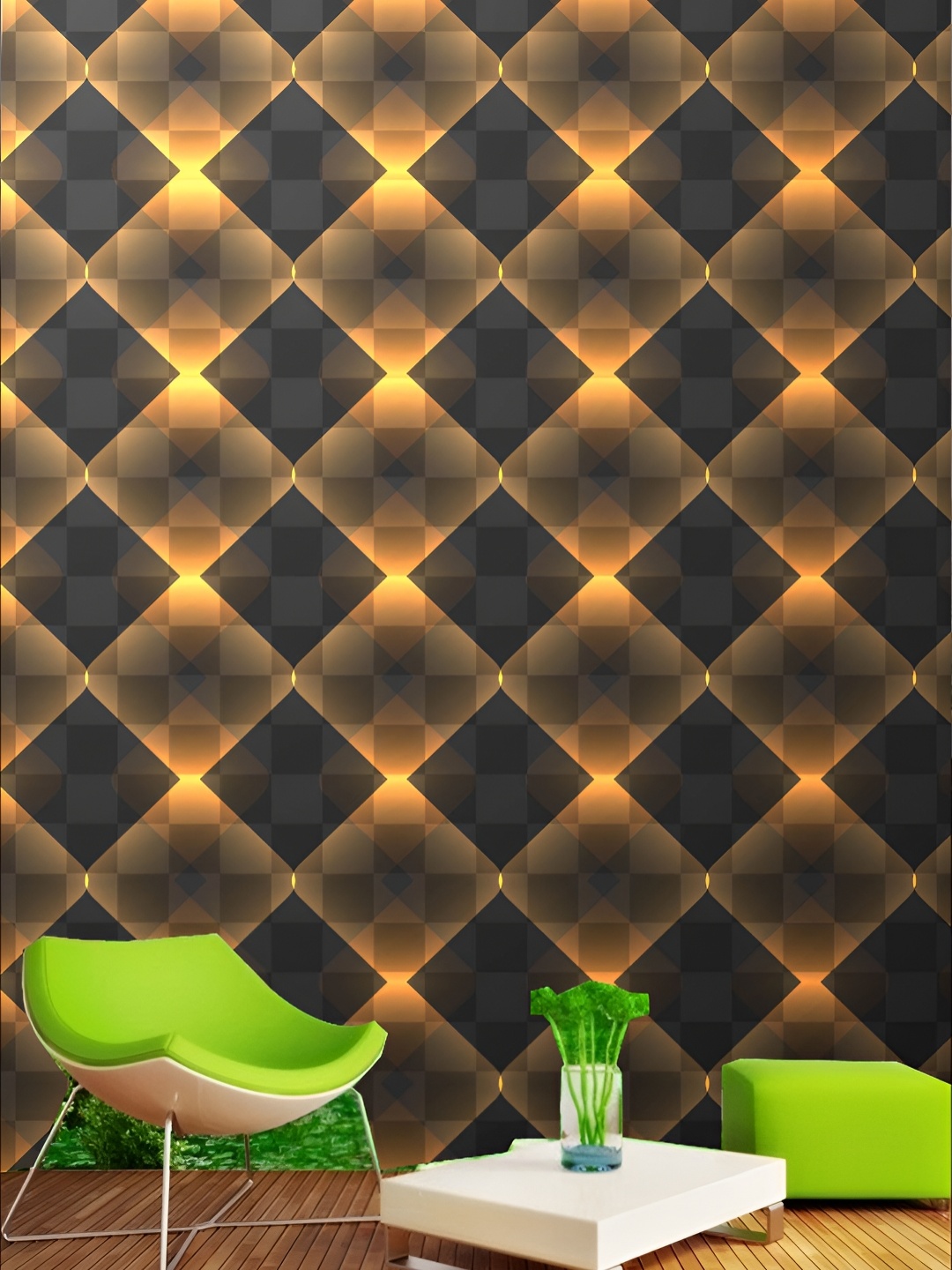 

KSHIRSA Grey & Orange Geometric-Printed Self-Adhesive Removable Wallpaper