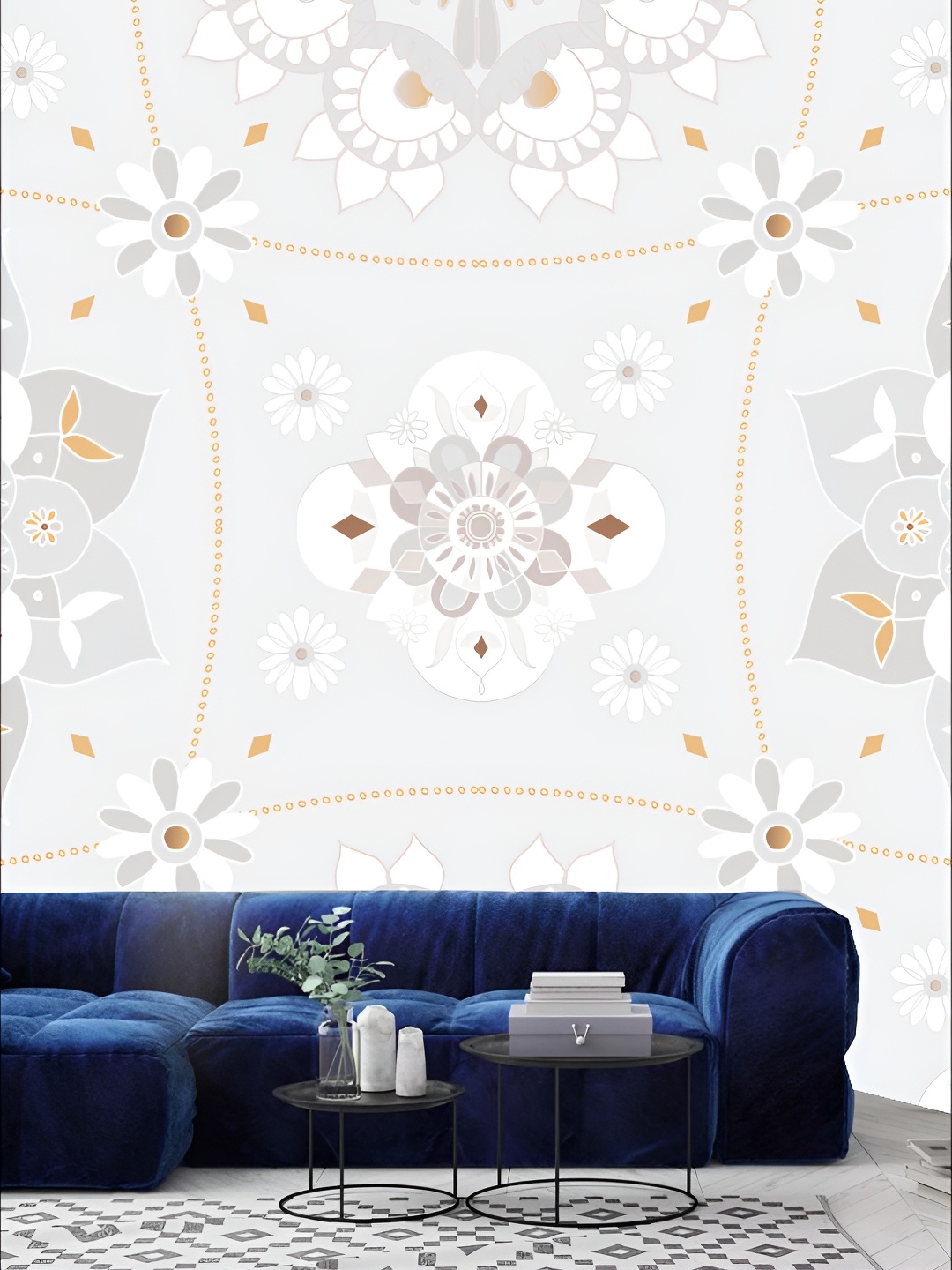 

KSHIRSA White Printed Self-Adhesive Removable Wallpaper