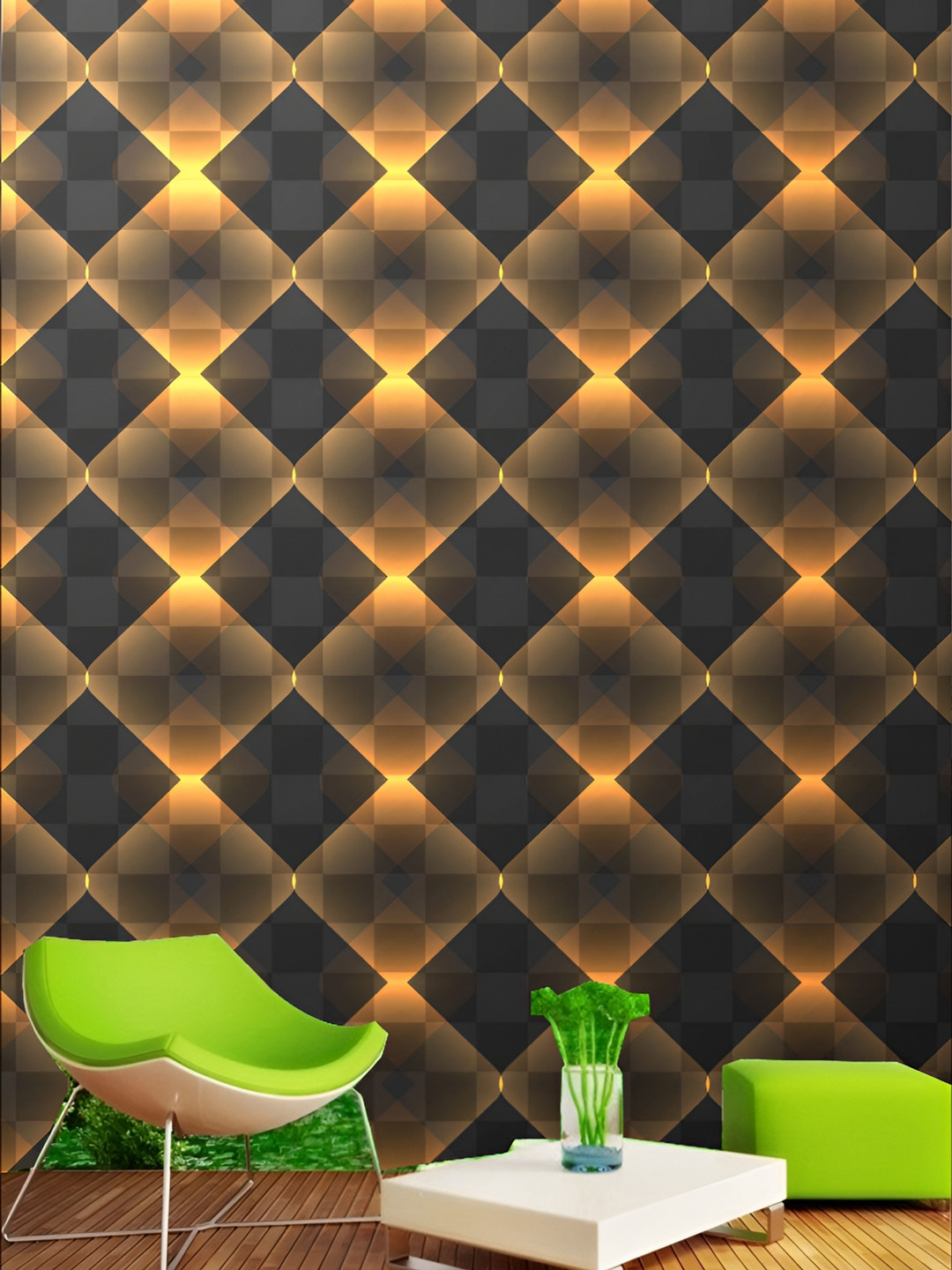 

KSHIRSA Yellow Printed Self-Adhesive Removable Wallpaper