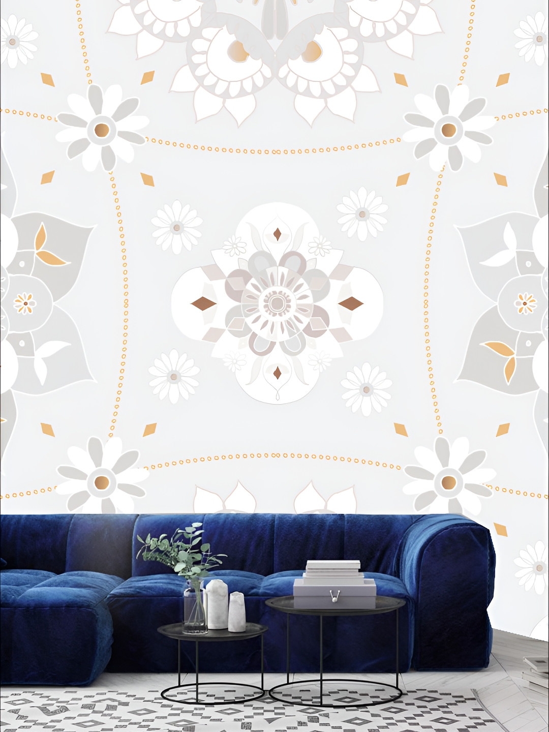

KSHIRSA Grey & White Printed Self-Adhesive Laminated Wallpaper