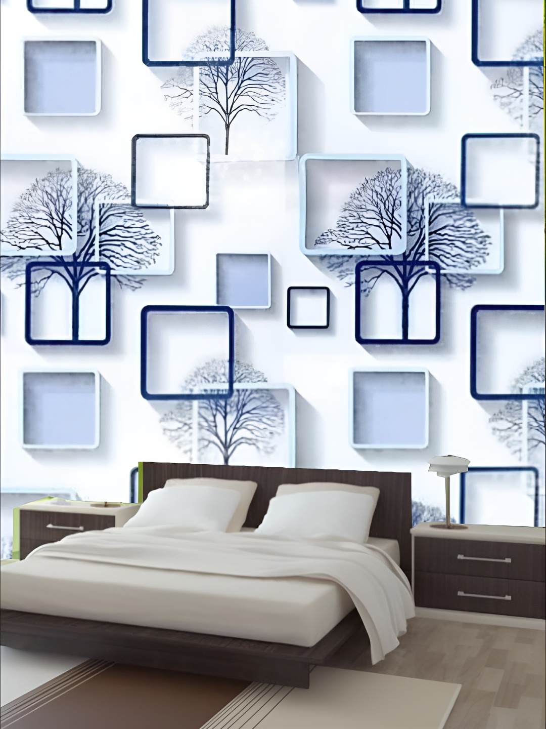 

KSHIRSA White & Blue Printed Self-Adhesive Laminated Wallpaper