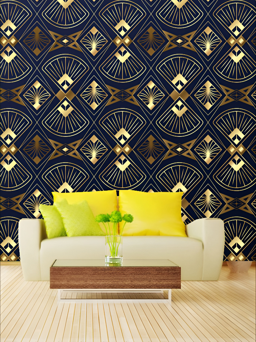 

KSHIRSA Blue Printed Self-Adhesive Removable Wallpaper