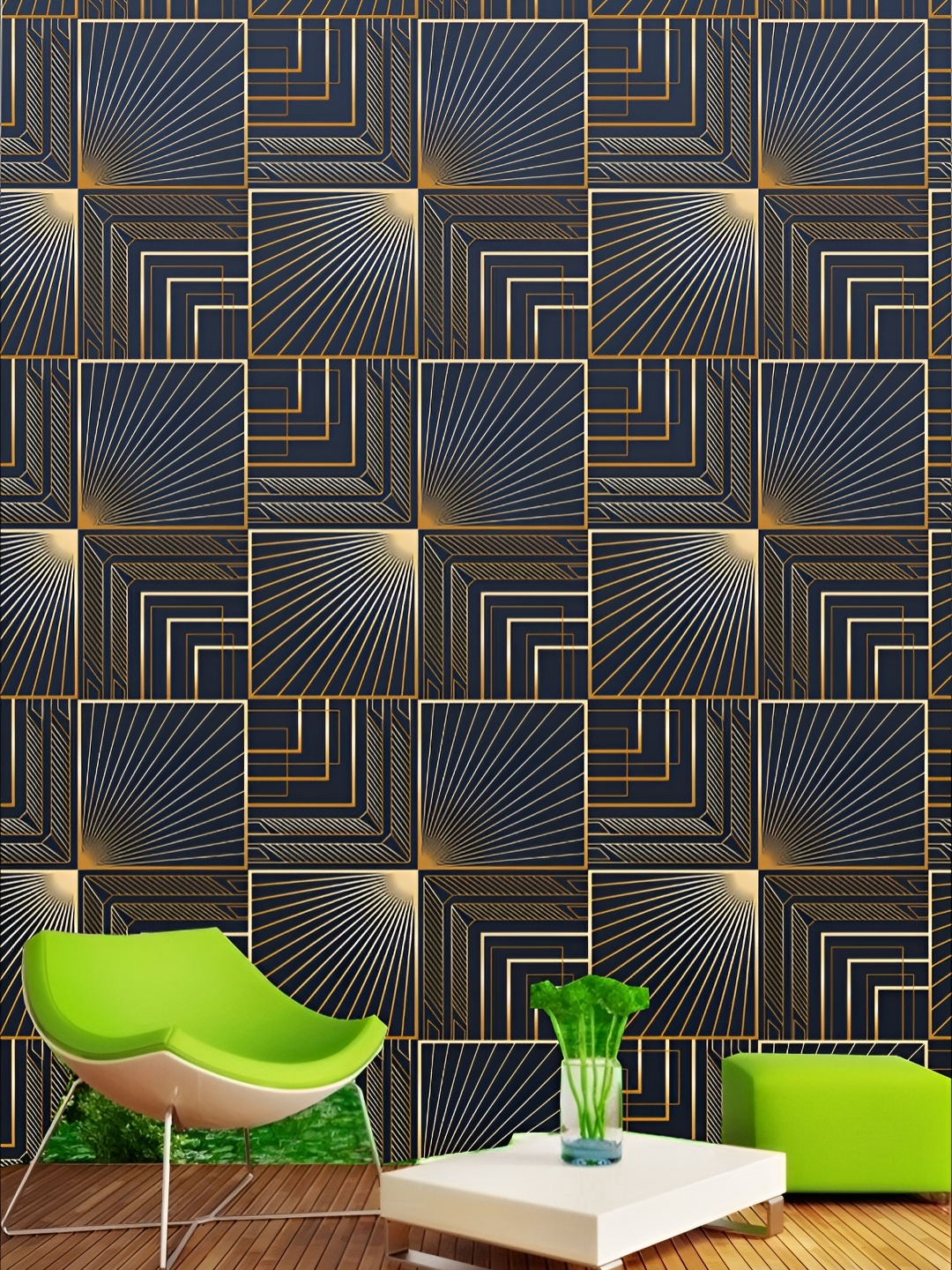 

KSHIRSA Navy Blue & Brown Printed Self-Adhesive Laminated Wallpaper