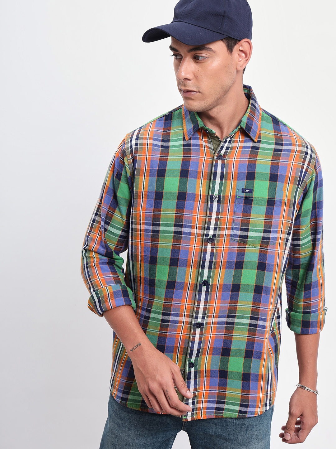 

Lee Tartan Checks Relaxed Fit Pure Cotton Shirt, Green