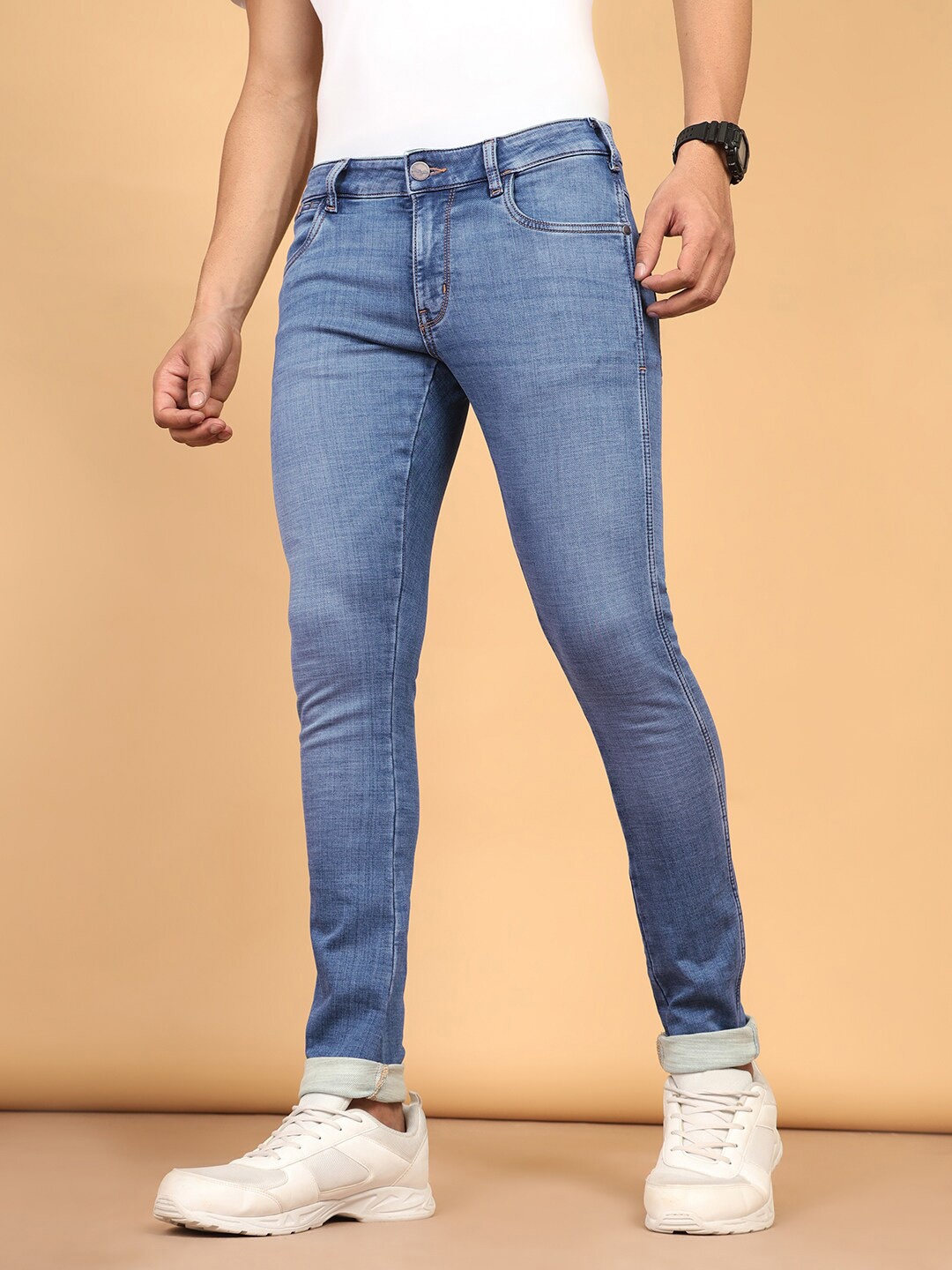 

Wrangler Men Vegas Skinny Fit Low-Rise Heavy Fade Stretchable Jeans, Blue