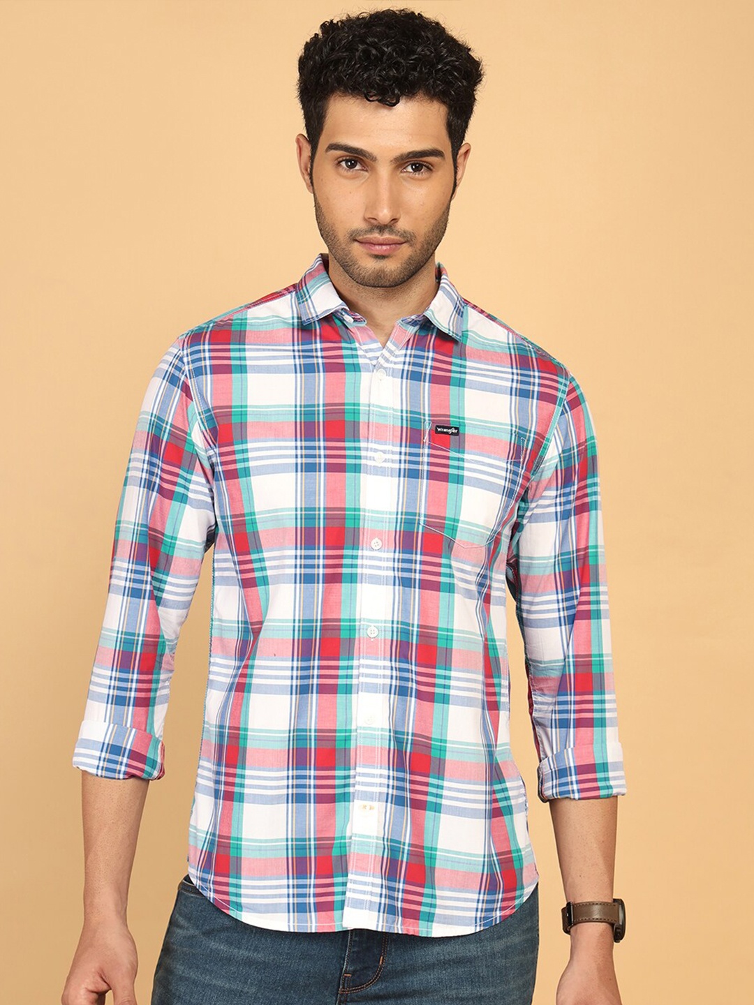 

Wrangler Tartan Checks Regular Fit Pure Cotton Shirt, White