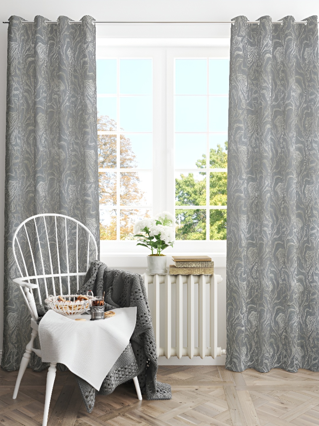 

EISMOURAH Grey 2 Pieces Room Darkening Door Curtains