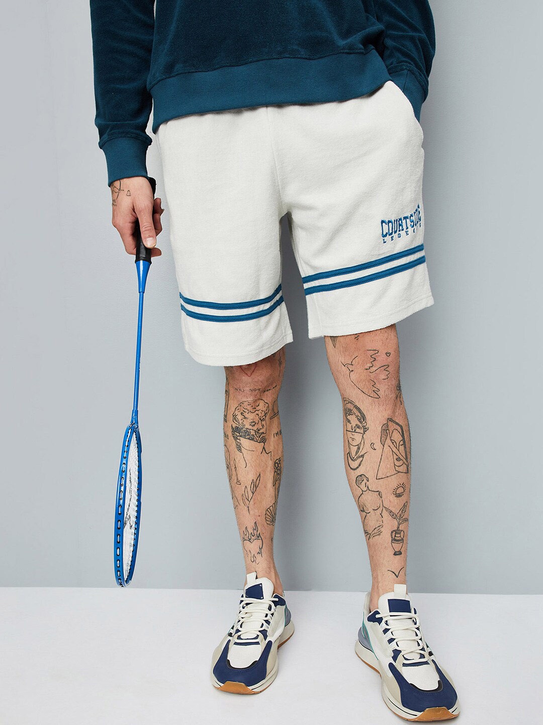 

max Men Mid-Rise Sports Shorts, Off white