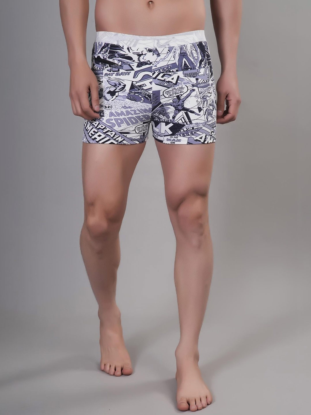 

Apraa & Parma Men Printed Slim-Fit High-Waist Swim Bottoms, White