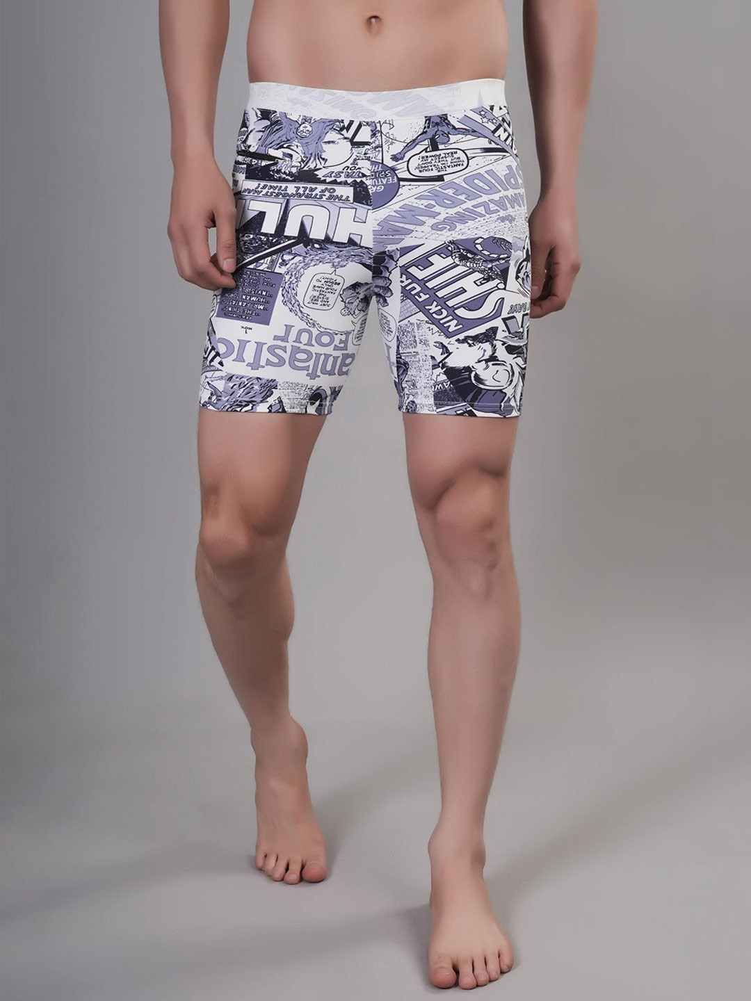

Apraa & Parma Men Printed Slim-Fit High-Waist Swim Bottoms, White